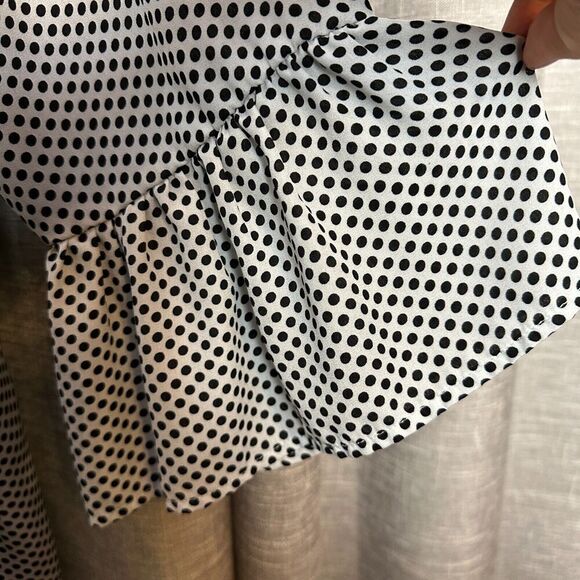 2/$30 Como Black Woman Polka Dot Blouse Size 3X Classic Office Preppy V Neck - Picture 5 of 9